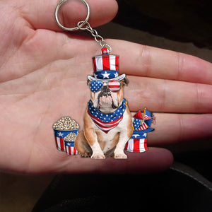 BROWN English Bulldog-July Stuff Flat Acrylic Keychain