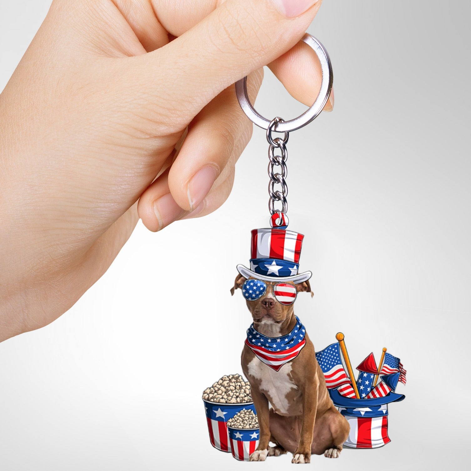 BROWN Pitbull Terrier-July Stuff Flat Acrylic Keychain