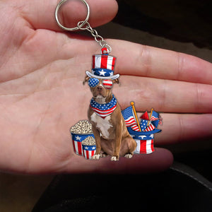 BROWN Pitbull Terrier-July Stuff Flat Acrylic Keychain