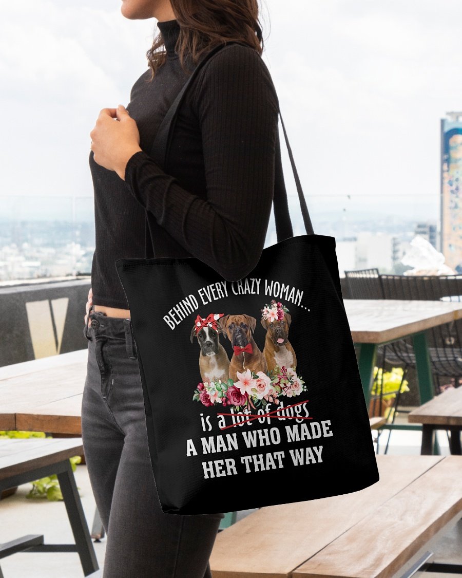 BROWN Boxer-Crazy Woman Cloth Tote Bag