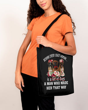 BROWN Boxer-Crazy Woman Cloth Tote Bag