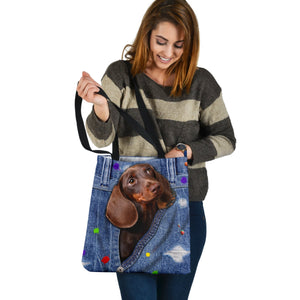 BROWN DACHSHUND-The Rainbow-Cloth Tote Bag