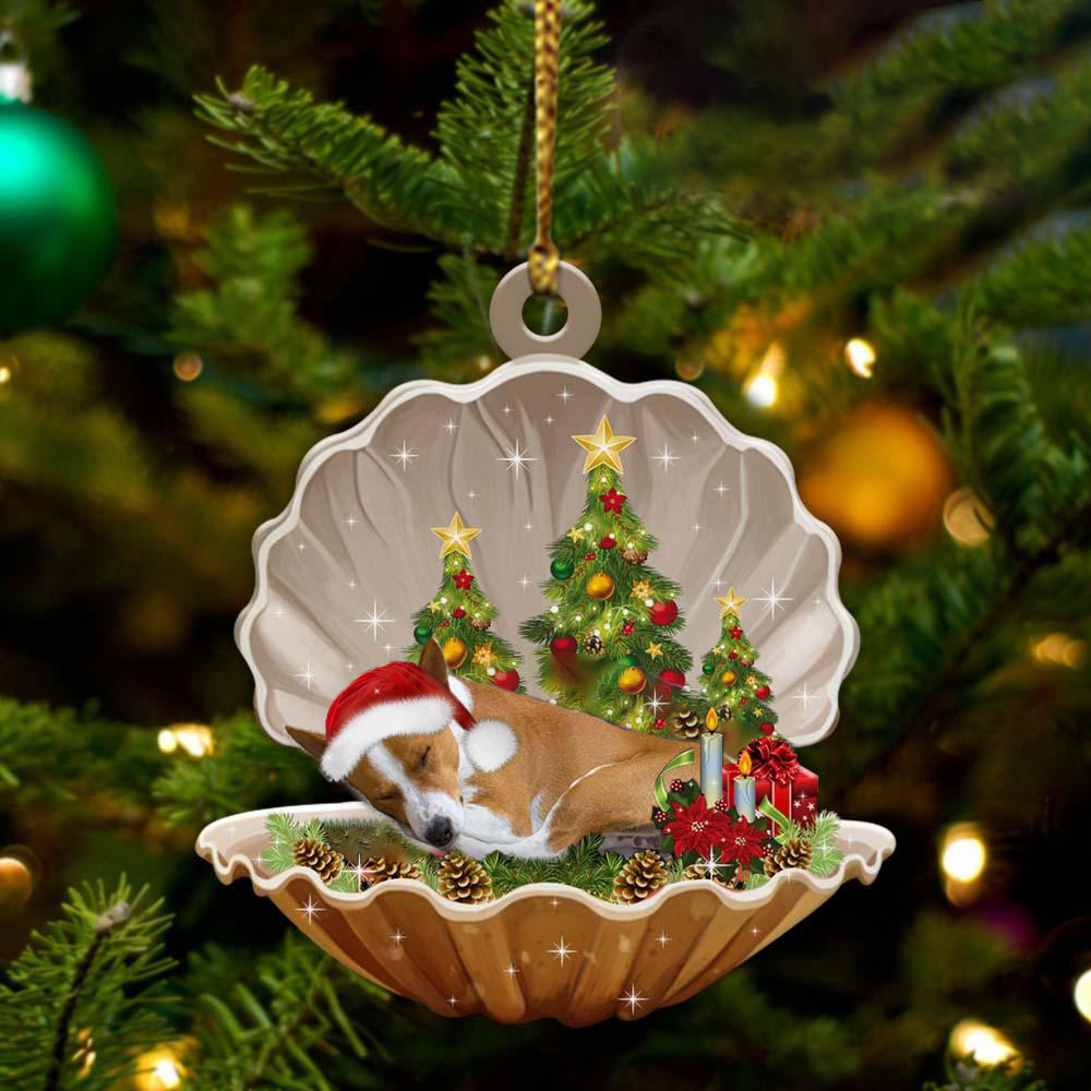 Basenji-Sleeping Pearl in Christmas Two Sided Ornament