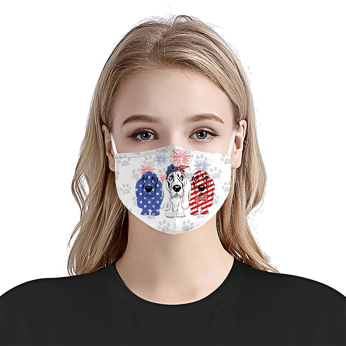 Basset Hound 4th Of July EZ01 1405 Face Mask