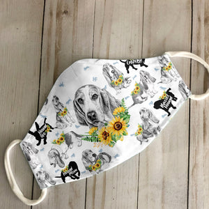 Basset Hound Sunflower EZ07 2606 Face Mask