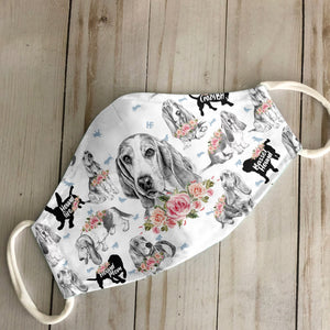 Basset Hound Floral Vintage EZ07 2606 Face Mask