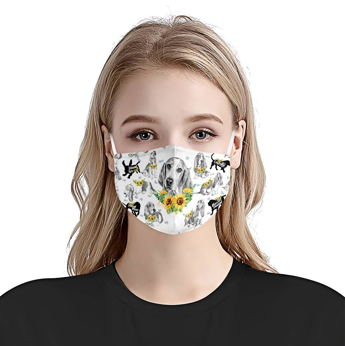 Basset Hound Sunflower EZ07 2606 Face Mask