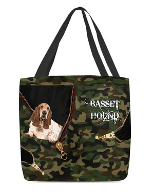 Basset-Hound Camo Cloth Tote Bag