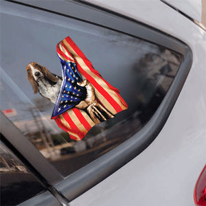 Basset Hound-American Flag Front Car Sticker