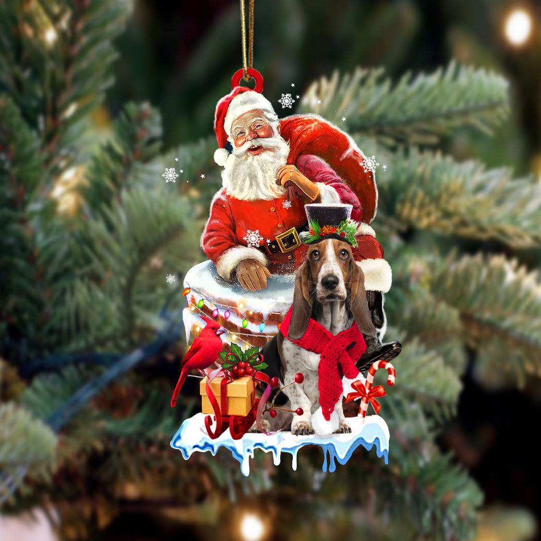 Basset Hound-Christmas Chimney Two Sided Ornament