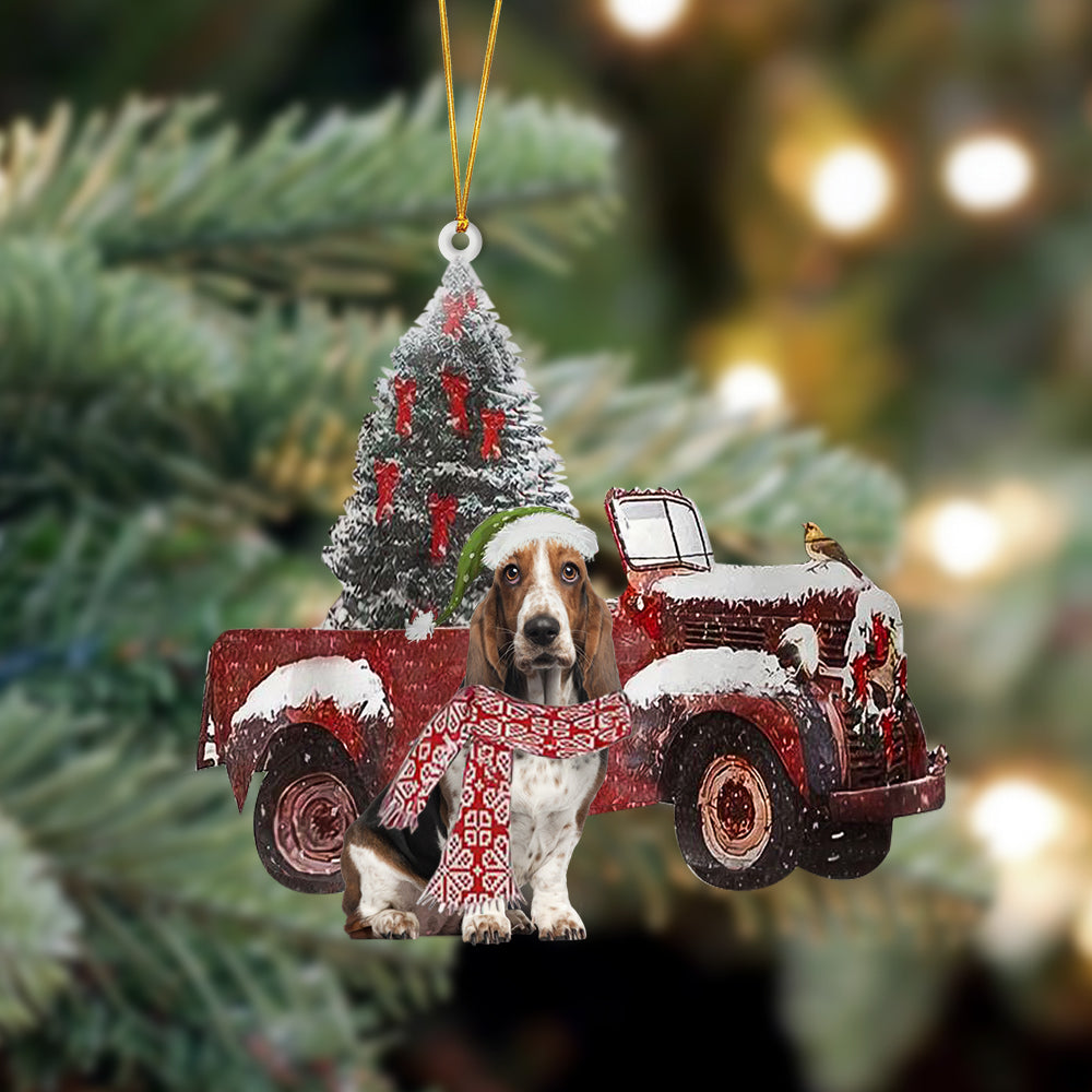 Basset Hound-Christmas Truck Two Sided Ornament