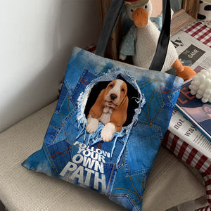 Basset Hound -Follow Your Own Path-Cloth Tote Bag