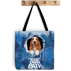 Basset Hound -Follow Your Own Path-Cloth Tote Bag