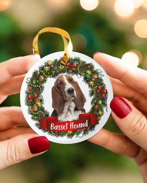 Basset Hound-Noel Circle-Two Sided Ornament