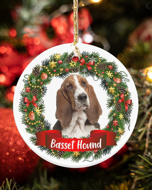 Basset Hound-Noel Circle-Two Sided Ornament