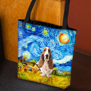 Basset Hound-Oil Painting-Cloth Tote Bag