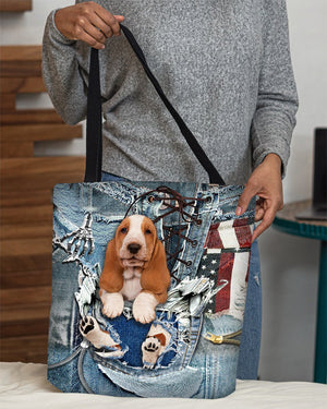 Basset Hound-Ripped Jeans-Cloth Tote Bag