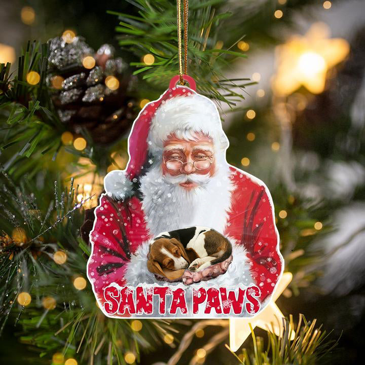 Basset Hound-Santa Paws-Two Sided Ornament