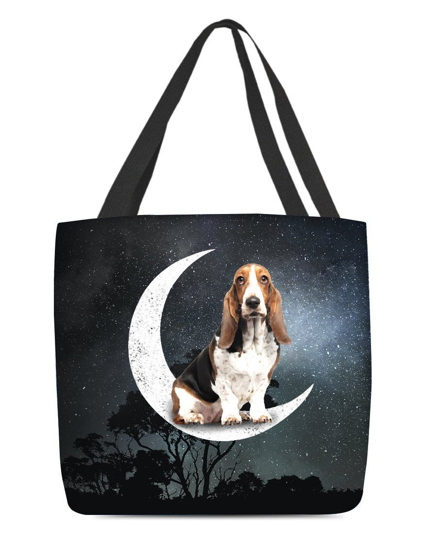 Basset Hound-Sit On The Moon-Cloth Tote Bag