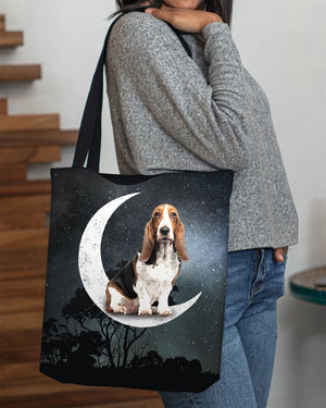 Basset Hound-Sit On The Moon-Cloth Tote Bag