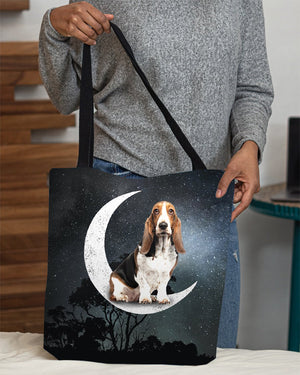 Basset Hound-Sit On The Moon-Cloth Tote Bag