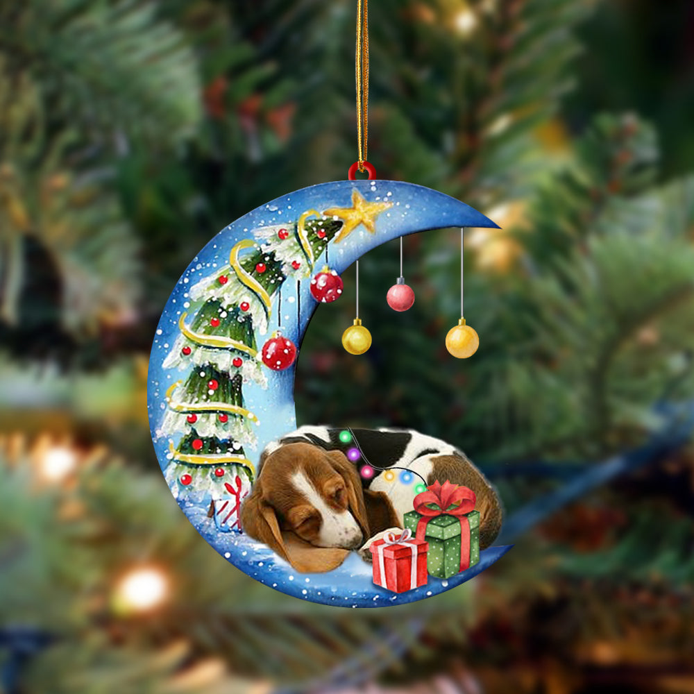 Basset Hound-Sleep On The Moon Christmas Two Sided Ornament