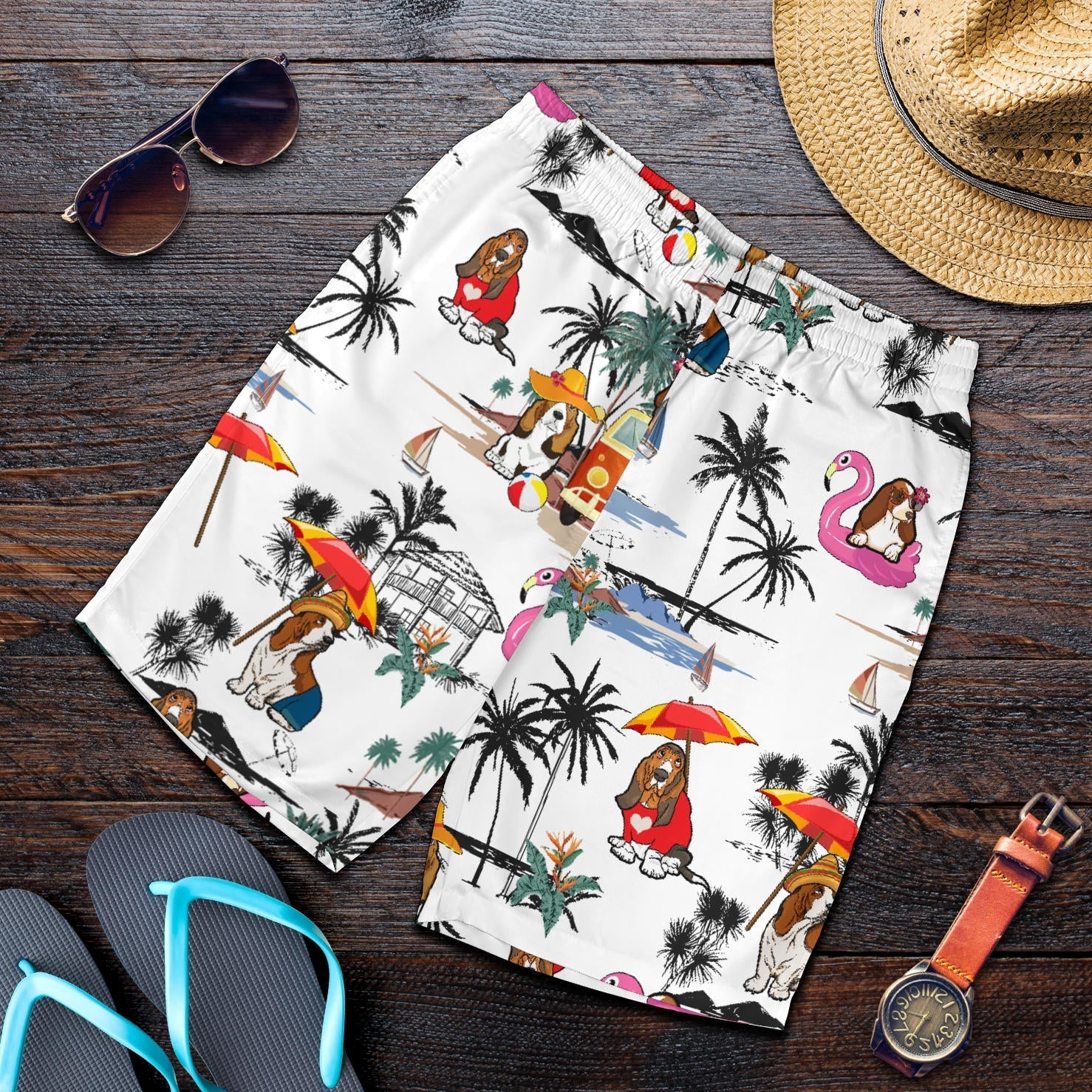 Basset Hound-Summer Beach Mens Shorts