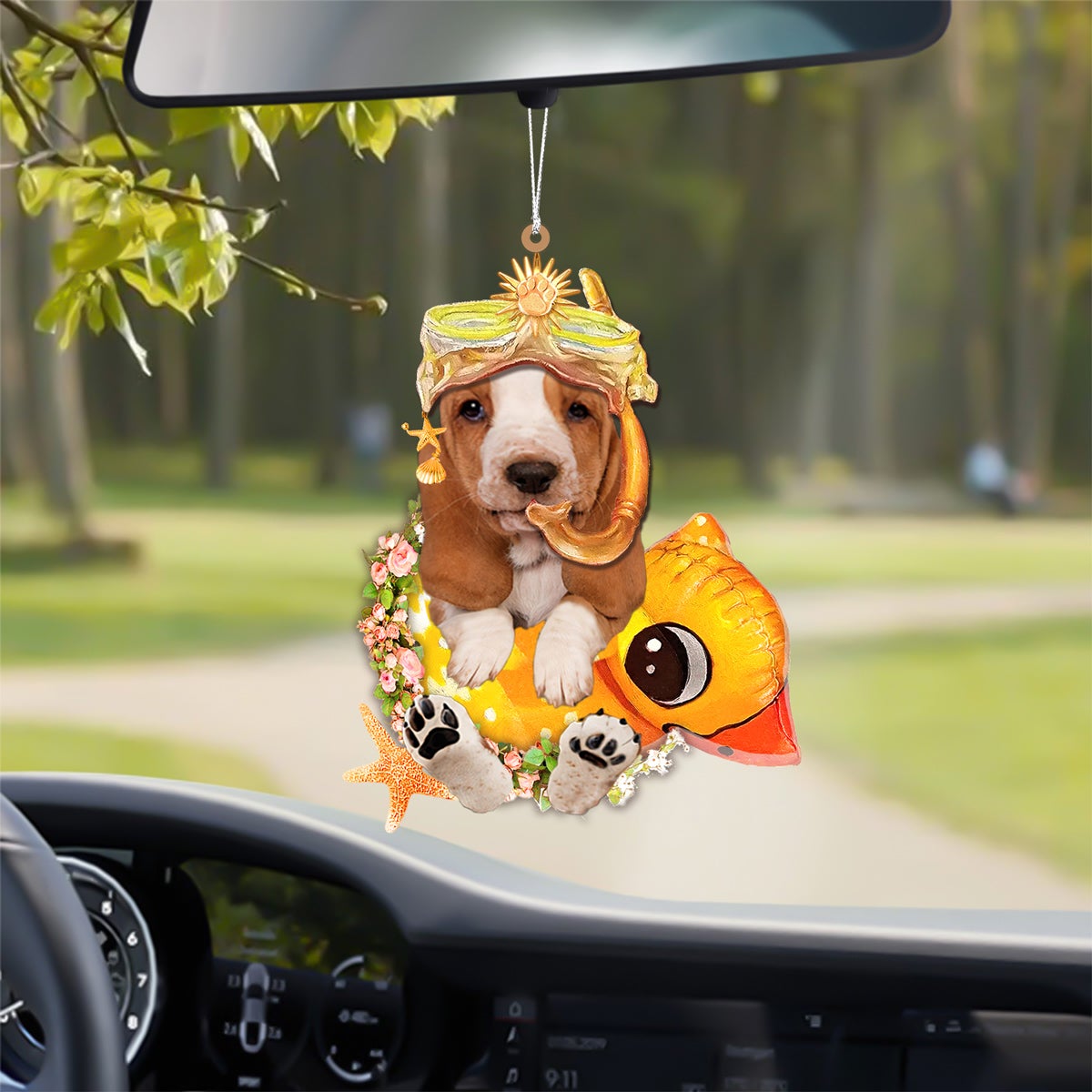 Basset Hound-Swimming Laps Two Sides Ornament