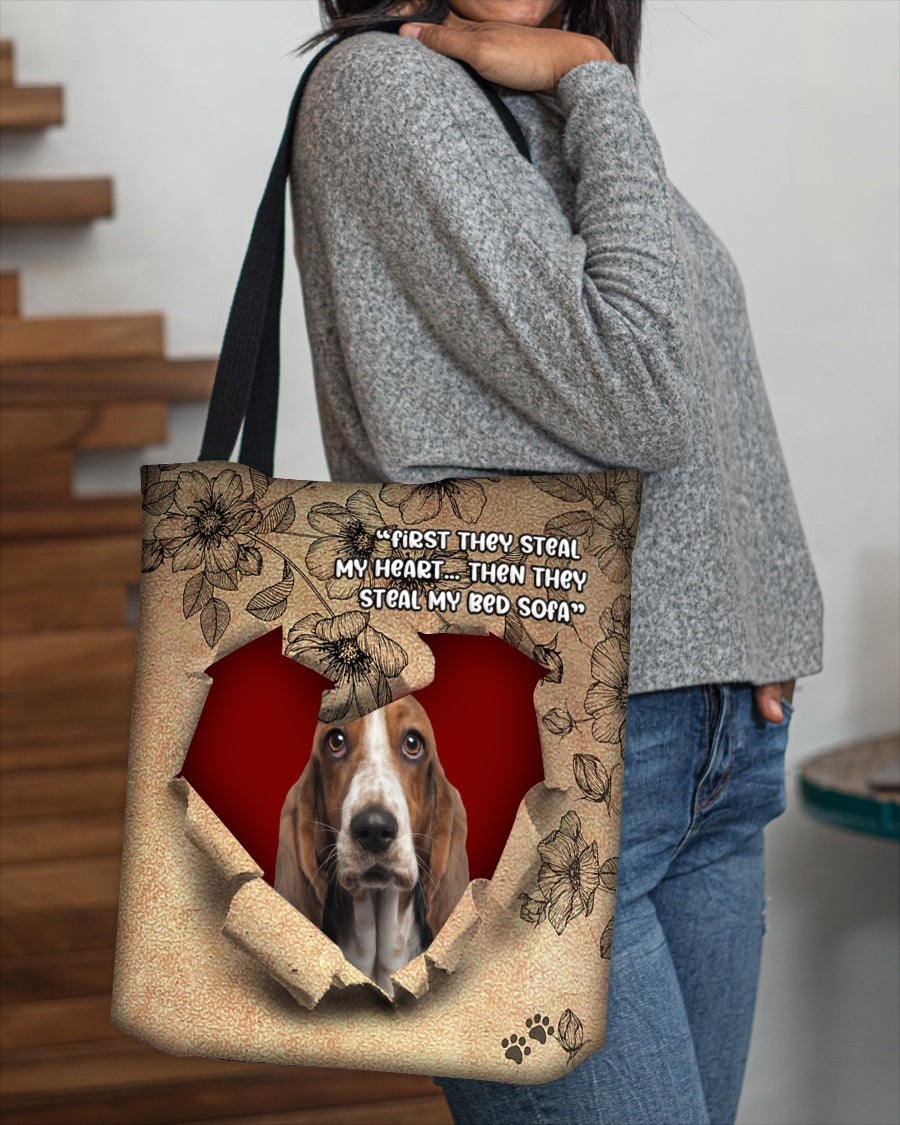 Basset Hound-Torn Cloth Tote Bag