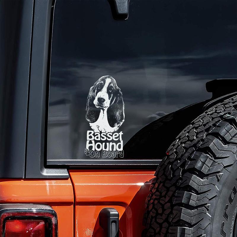 Basset Hound1 on Board-Car Window Sticker-Dog Sign Decal