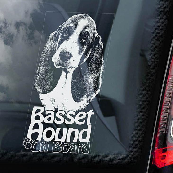 Basset Hound1 on Board-Car Window Sticker-Dog Sign Decal