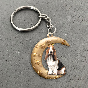 Basset Hound-Dog & Moon Flat Acrylic Keychain