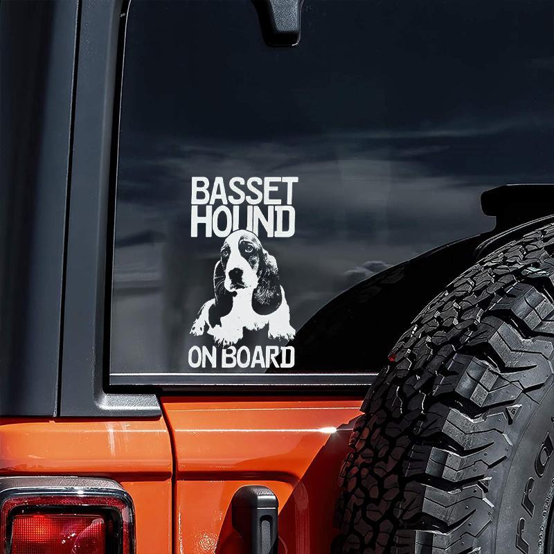 Basset Hound2 on Board-Car Window Sticker-Dog Sign Decal