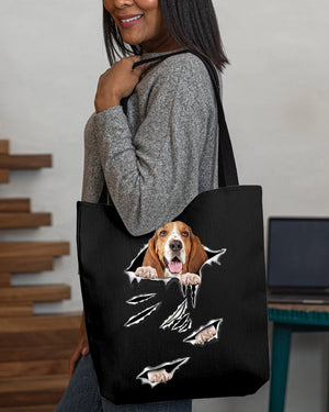 Cracks-Basset Hound -Cloth Tote Bag