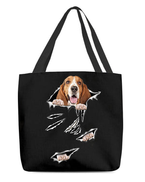 Cracks-Basset Hound -Cloth Tote Bag