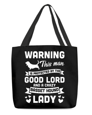 Basset Hound Crazy lady Cloth Tote Bag