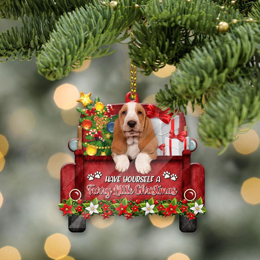 Basset Hound Sit On A Truck-Two Sided Ornament