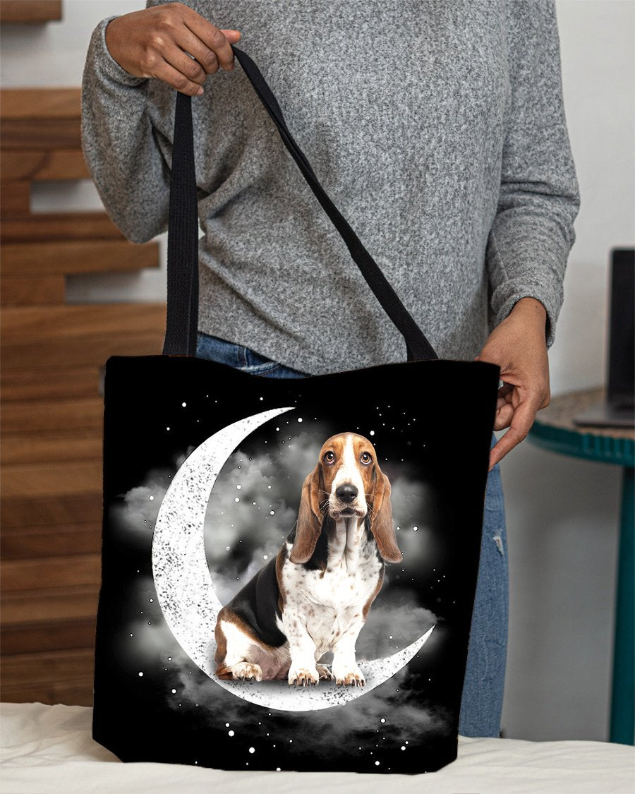 Basset Hound Sit On The Moon With Starts-Cloth Tote Bag