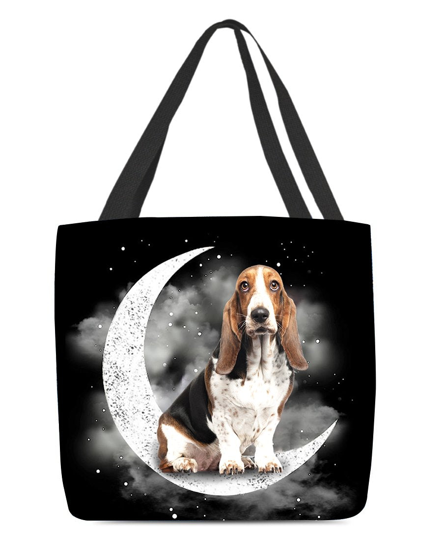 Basset Hound Sit On The Moon With Starts-Cloth Tote Bag