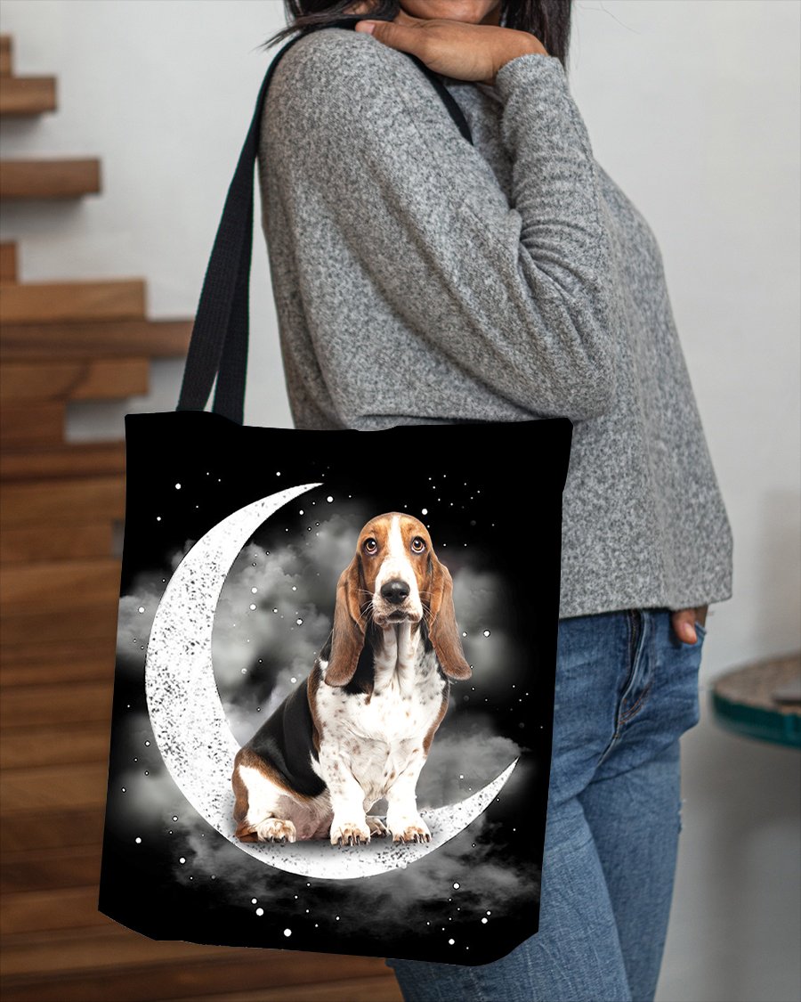 Basset Hound Sit On The Moon With Starts-Cloth Tote Bag