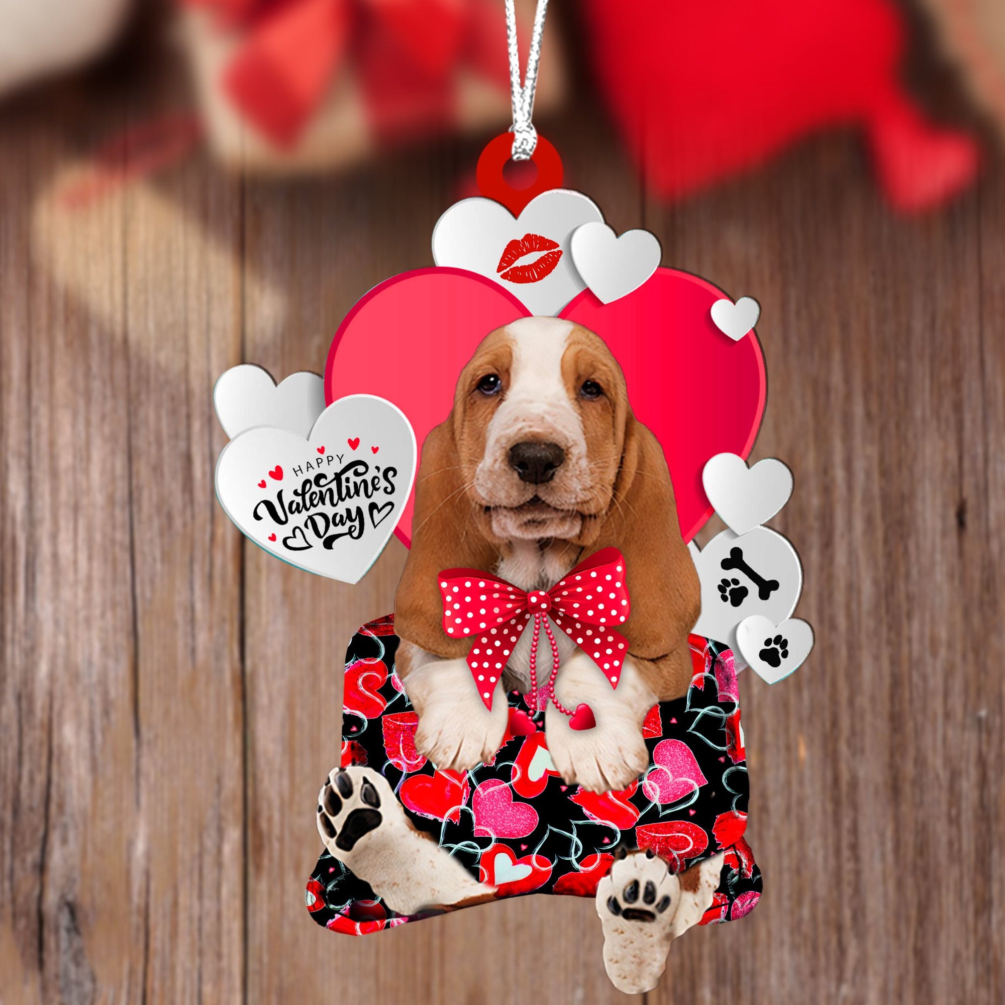 Basset Hound Valentine's Day Sleeping Bag-Two Sides Ornament