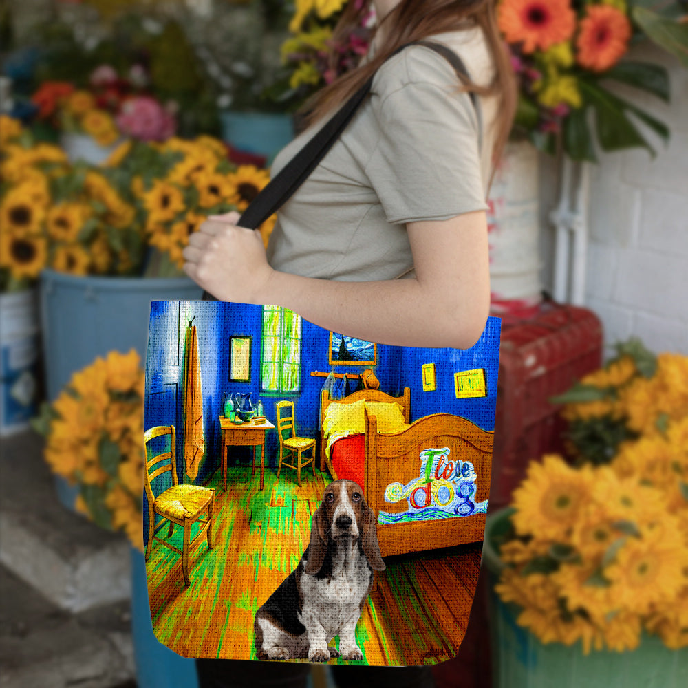 Basset Hound (2) in the bedroom-Cloth Tote Bag