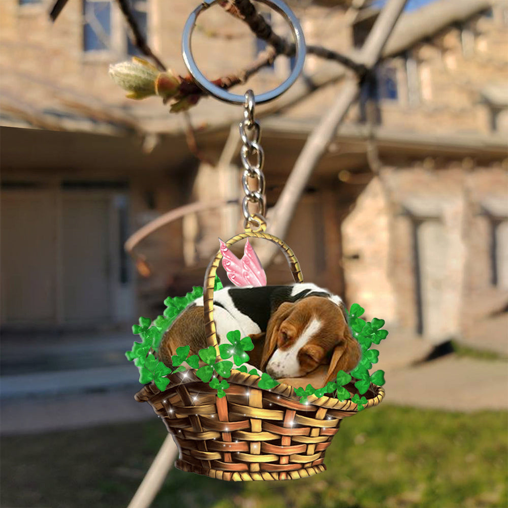 Basset hound-Sleeping Lucky Fairy Flat Acrylic Keychain