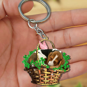 Basset hound-Sleeping Lucky Fairy Flat Acrylic Keychain