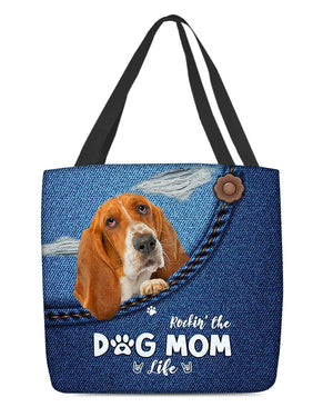 Basset hound-Dog Mom Life-Cloth Tote Bag