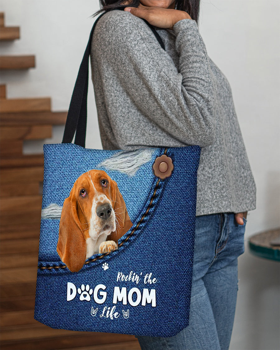 Basset hound-Dog Mom Life-Cloth Tote Bag