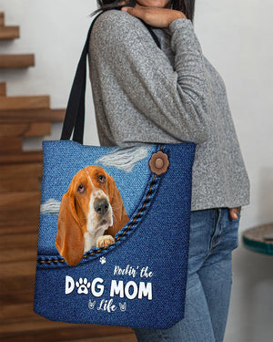 Basset hound-Dog Mom Life-Cloth Tote Bag