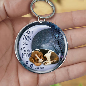 Basset hound Moon Back-Round Resin Epoxy Metal Keychain