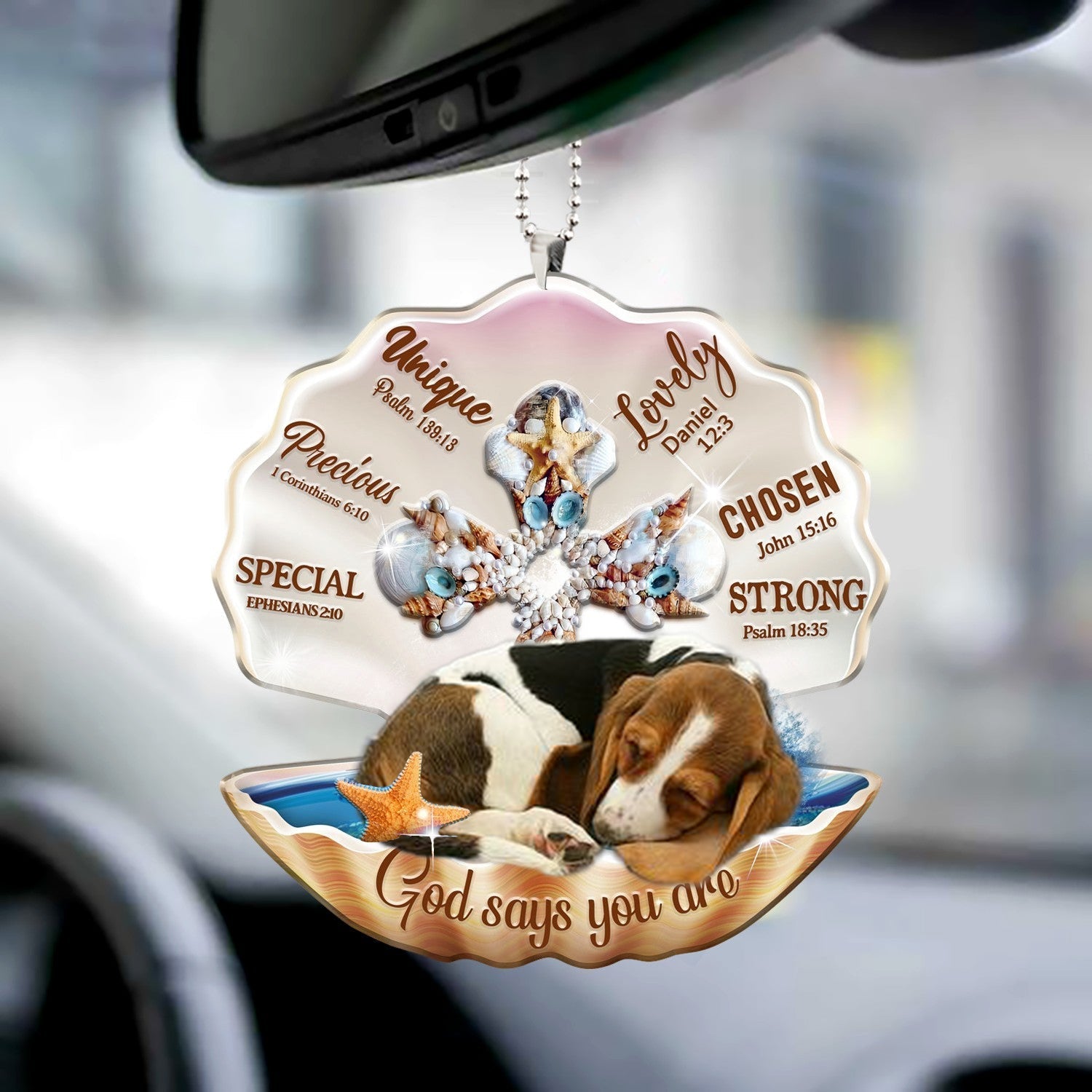 Basset hound-You Are Cross In Seashell-Two sides ornament