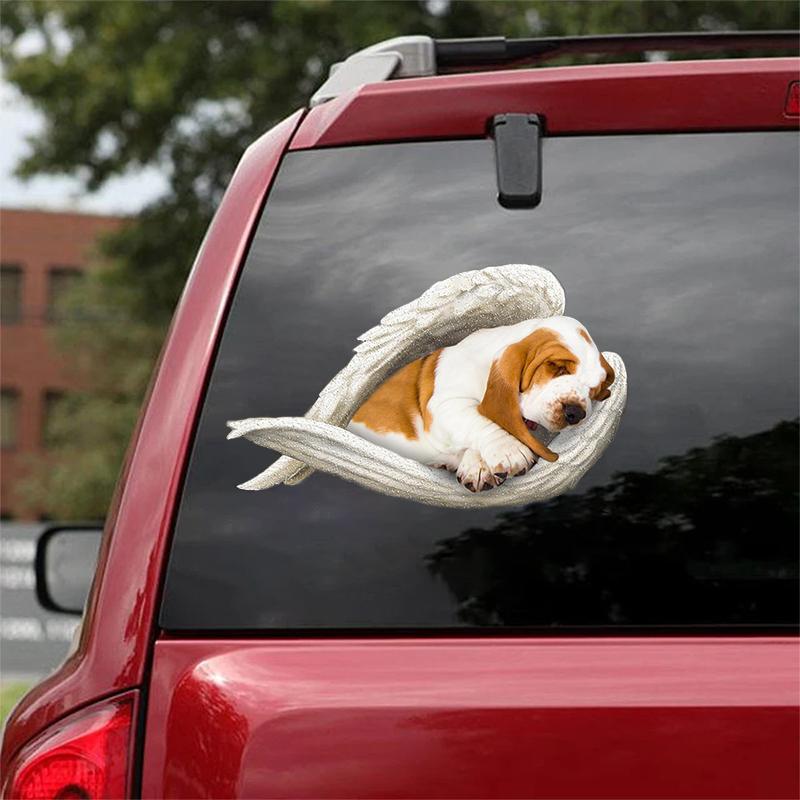 Basset hound-sleeping angel CAR STICKER